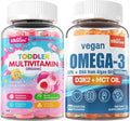 Vegan Omega 3 Gummies 1280mg + Vitamin D3 K2 (MK7) + Organic Toddler Multivitamin Gummies + Omega-3 (DHA/EPA) Postbiotics 3 Pack