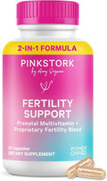 Pink Stork Fertility Supplements for Women | 2-in-1 Conception Support with Inositol Folate + CoQ10 | Cycle Regularity Hormone Balance + Reproductive Wellness | 60 Capsules