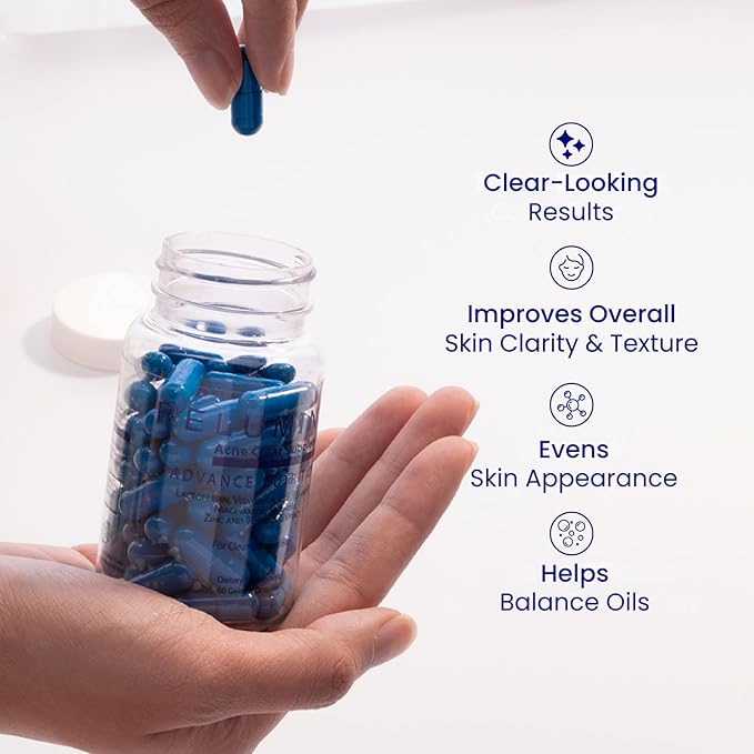 Relumins Oral Acne Pills for Clear Skin Natural Acne Supplement with Lactoferrin Zinc Turmeric Extract &amp Vitamins Balances Oily Skin &amp Smooths Texture Ultimate Wellness Gift for Moms 60