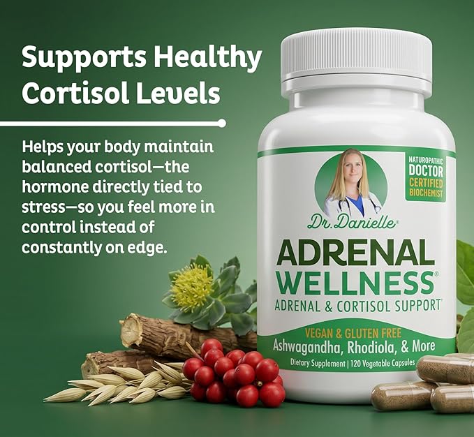 Adrenal Wellness Ashwagandha &amp More - Organic Mind Body Support by Dr. Danielle 120 Capsules