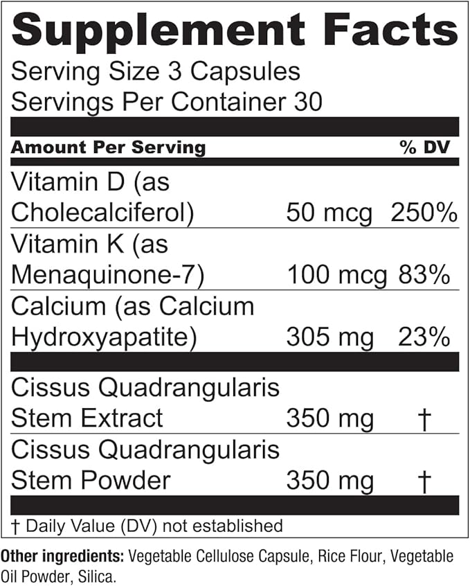 Essential Elements Bone Boost Health Supplement - Bone Support and Calcium Supplement with Vitamin D 3 K2 Cissus Quadrangularis for Bone Strength - 270 Capsules (90 Day Supply) (3-Pack)