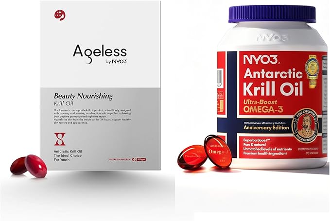 NYO3 1000mg Krill Oil Anti-Aging Supplement for Women w/PQQ Krill Oil 2 Pack
