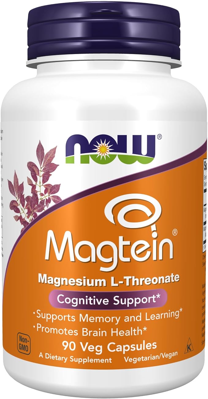 NOW Supplements Super Enzymes Formulated with Bromelain Ox Bile Pancreatin and Papain180 Capsules &amp Supplements Magtein™ with patented form of Magnesium (Mg) Cognitive Support* 90 Veg Caps