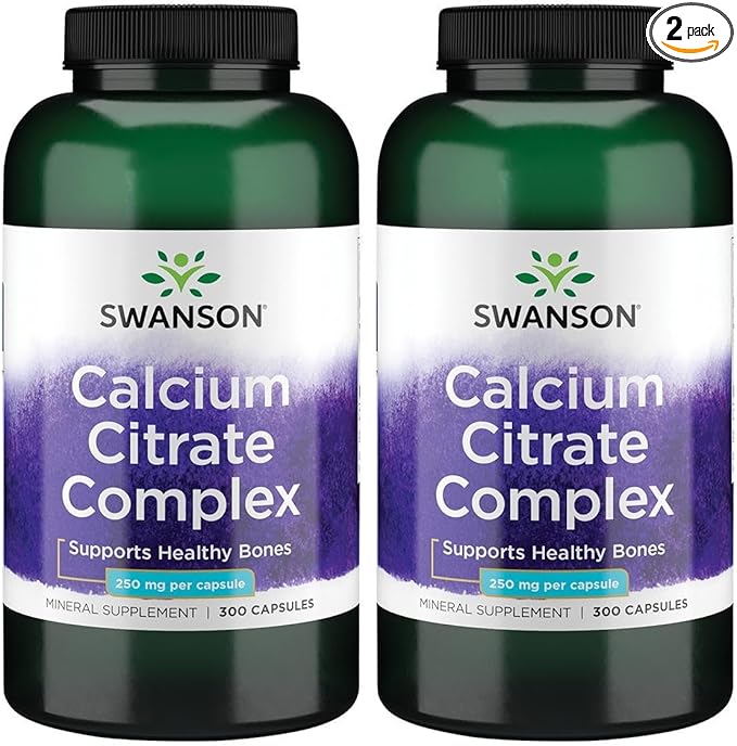 Swanson Calcium Citrate Complex Muscle Bone Health Support Mineral Supplement 300 Capsules (2 Pack)