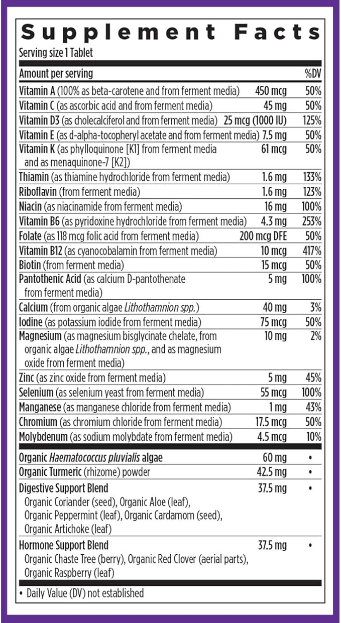 New Chapter Women’s Multivitamin 55+ Astaxanthin B6 B12 D3 Vitamin C &amp Zinc Immune Heart Cellular Energy and Bone Support Gentle on The Stomach One Daily Non-GMO Gluten-Free 48 Table