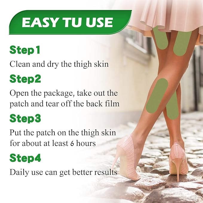 Mugwort Leg Firming Patches - 30 Pcs Hydrolyzed Hyaluronic Acid &amp Glycerin Infused Skin Tightening Strips | Improve Skin Texture &amp Moisture Retention (3)