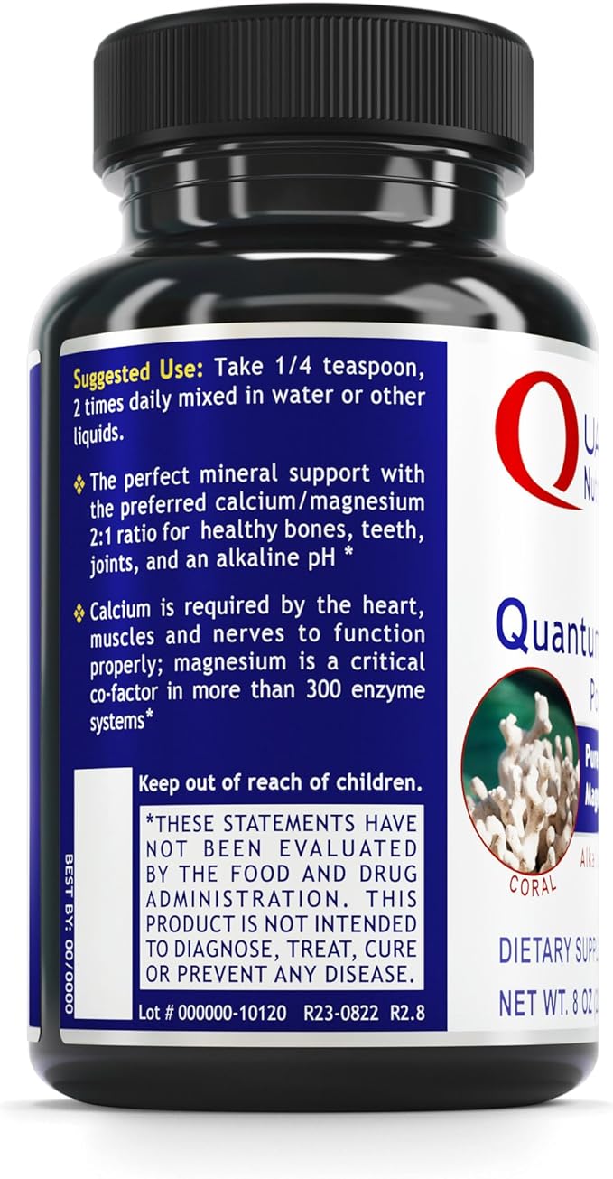 QNL Quantum Calci-Mag Powder - Calcium &amp Magnesium Supplement to Support Joint Teeth &amp Bone Health - Coral Calcium Capsules from Sango Marine Coral - 8 oz
