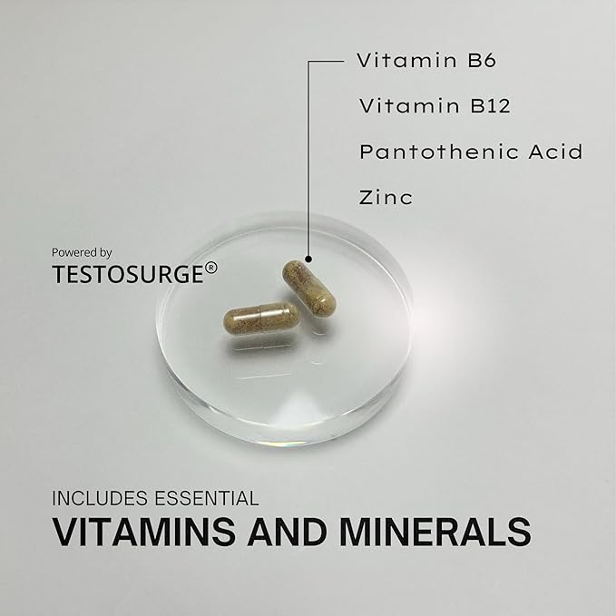 EPIC-T Testosterone Support Supplement for Men | Plant-Based Formula with Testosurge B-Complex B12 Zinc &amp Boron | Vegan Non-GMO Daily Support