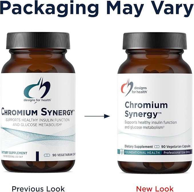 Designs for Health Chromium Synergy - Non-GMO Chromium Nicotinate Glycinate Chelate Supplement with Vanadium Vitamin D Manganese Zinc + Taurine - Cinnamon Powder Base (90 Capsules)