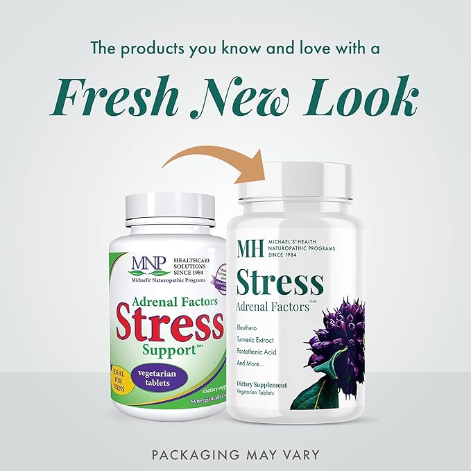 Michael's Health Naturopathic Programs Stress Adrenal Factors - 60 Vegetarian Tablets - Nutrients to Nourish the Adrenal Glands - With Turmeric &amp Ashwagandha - Stimulant Free - 20 Servings