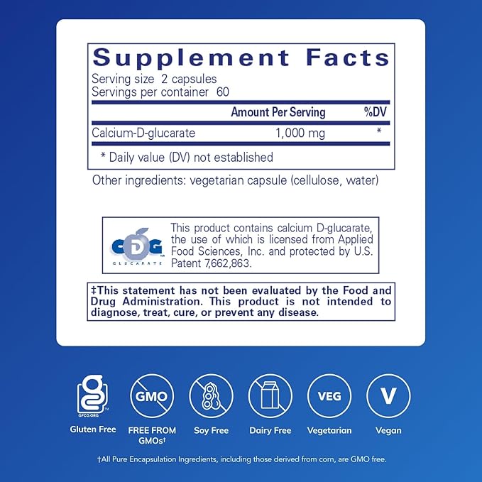 Pure Encapsulations Calcium-D-Glucarate | Supplement to Support Cellular Health in the Liver Lungs Breast and Colon* | 120 Capsules