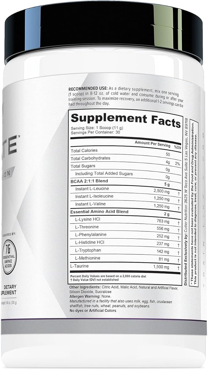 Generate EAA and BCAA Powder: Best Post Workout Recovery Drink and Branched Chain Amino Acids Supplement with Essential Amino Acids 5g BCAAs 2g EAAs | BlackBerry Lemonade 30 Servings
