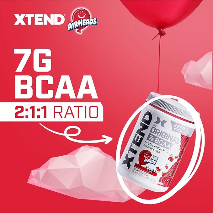 Xtend Original BCAA Powder Airheads Candy Flavor7g BCAA and 2.5g L-GlutamineSugar Free Post Workout Muscle Recovery Drink with Amino Acids for Men &amp Women30 Servings(Pack of 2)