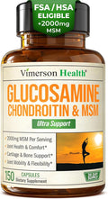 Glucosamine Chondroitin MSM Supplement – 3-in-1 Joint Supplements for Men and Women w/Glucosamine Sulfate 1500mg Chondroitin Sulfate 1200mg &amp MSM 2000mg for Joint Health – FSA Eligible 150 Caps