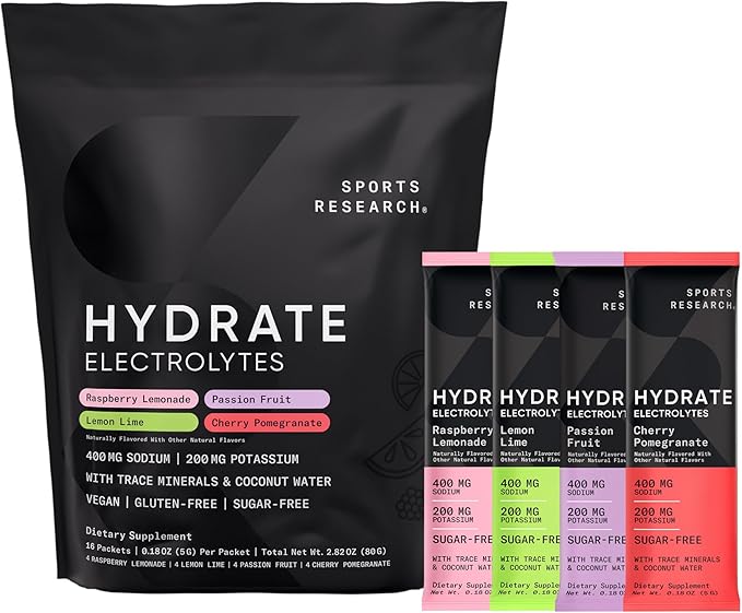 Sports Research Creatine Monohydrate Sugar-Free &amp Naturally Flavored Hydrate Electrolytes and Dutch Chocolate Whey Protein Powder