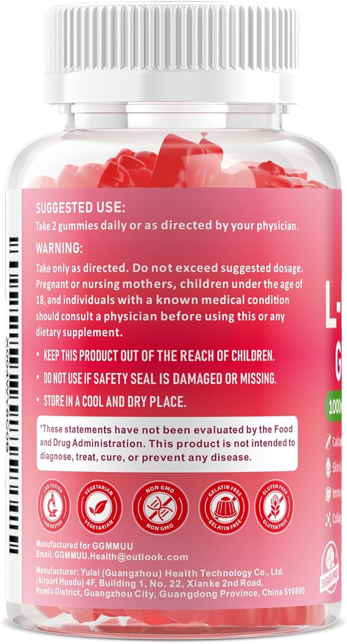 2 Pack L-Lysine Gummies 1000mg L-Lysine Supplement for Adults &amp Kids Essential Amino Acid Supplement for Lips &amp Oral Health Immune Support Strawberry Flavor 120 Count