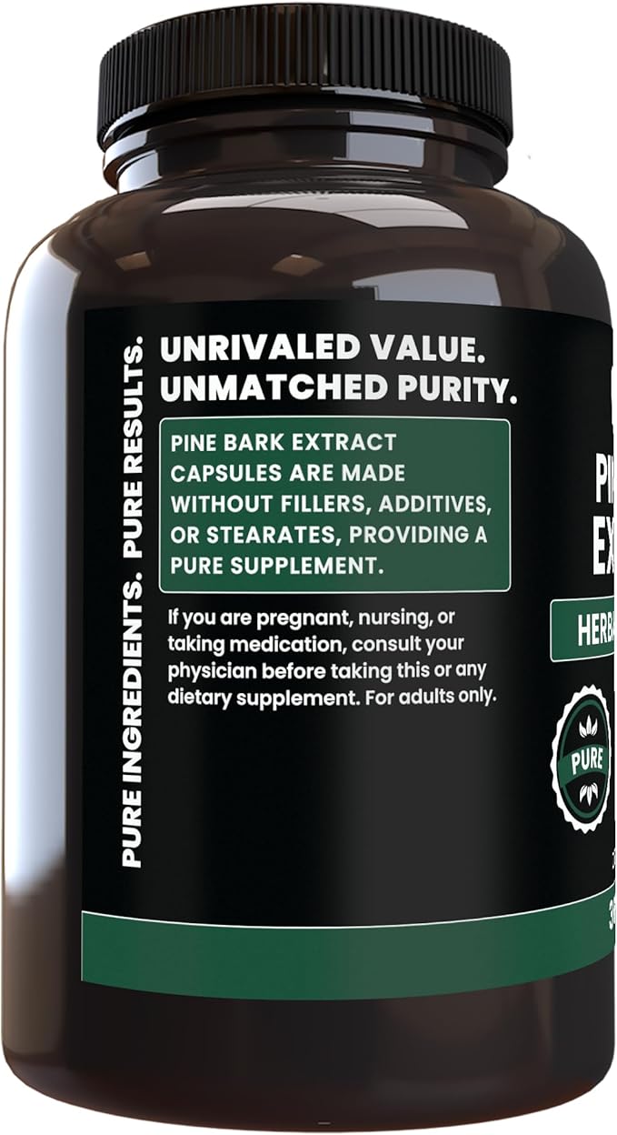 PURE ORIGINAL INGREDIENTS Pine Bark Extract (365 Capsules) No Magnesium Or Rice Fillers Always Pure