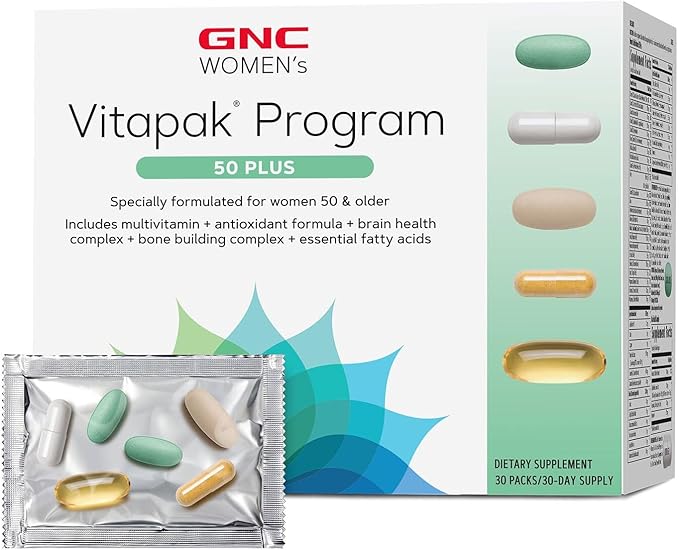 GNC Women's Ultra Mega 50 Plus Vitapak Program 30 Packs for Overall Women’s Health for Those Over 50