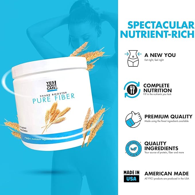 Yes You Can! Shake Booster Pure Fiber Add to Complete Meal Replacement Shakes or Protein Shakes Boost Shake with Sugarcane Fiber and Acacia Gums Protein Shake Booster - Pure Fiber (4 Pack)