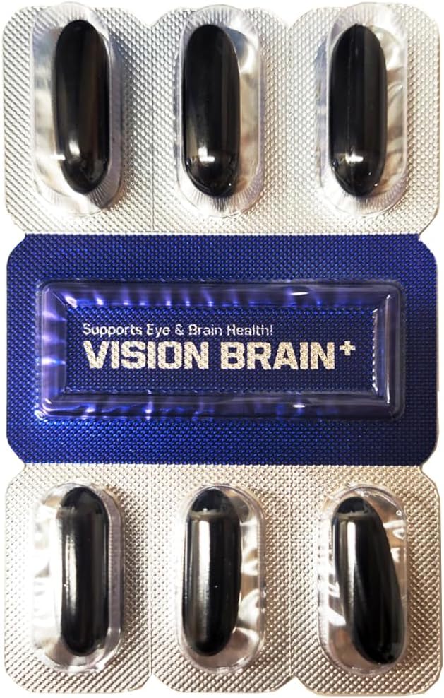 KPurity VisionBrain+ Eye &amp Brain Health Supplement with Lutein &amp Zeaxanthin - Enhances Memory Focus and Brain Performance - 30-Day Supply Softgels (1 Box VisionBrain+)