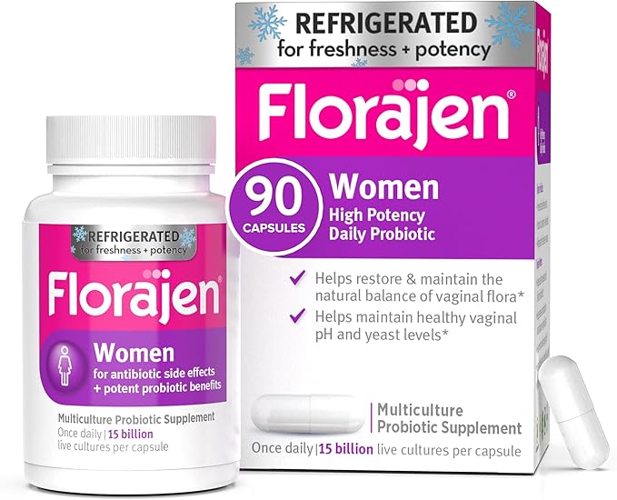 Florajen Women's Vaginal Probiotics Provides Gut Health &amp Constipation Relief for Adults and Bloating Relief for Women 90 Capsules (3 Packs of 30) (Refrigerated)