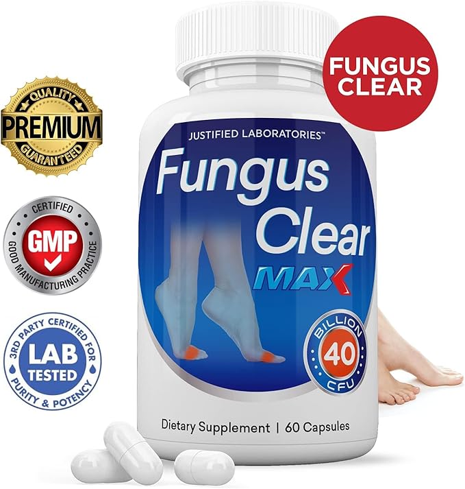 Justified Laboratories (2 Pack Fungus Clear Max Pills 40 Billion CFU Probiotic 120 Capsules