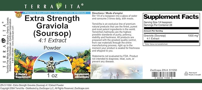 Extra Strength Graviola (Soursop) 4:1 Extract Powder (1 oz ZIN: 511050) - 3 Pack