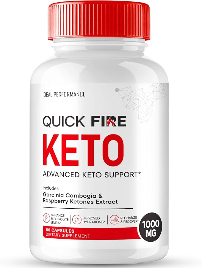 Quick Fire Keto Capsules QuickFire Advanced Formula Supplement Pills - Maximum Strength Quick Fire Health and Wellness Capsules All Natural Keto Pills QuickFire Keto Reviews (60 Capsules)