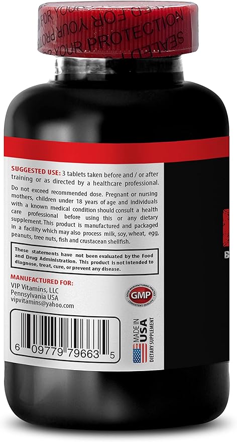 VIP Supplements Workout Pills for Men and Women - BCAA 3000 MG - BRANCHED Chain Amino Acid - leucine isoleucine and valine 1 Bottle (120 Tablets)