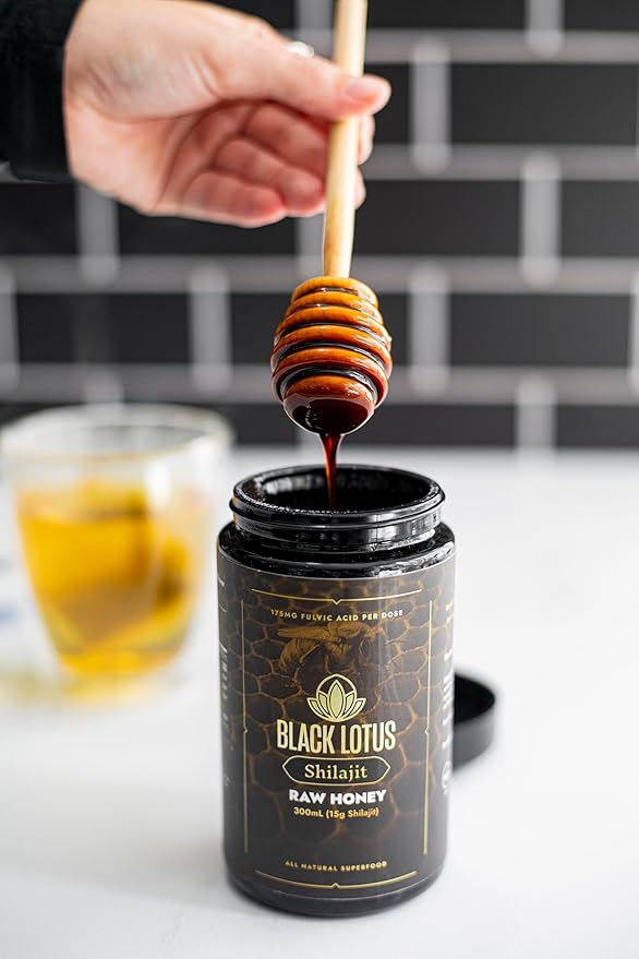 Black Lotus Pure Shilajit Resin Raw Honey Liquid Tincture 300ml 100% Pure Natural Shilajit for Men &amp Women Amino Acids 175mg Fulvic Acid 85 Ionic Trace Minerals For Immune Support Focus En