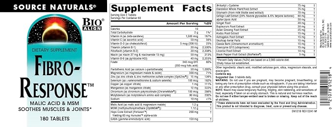 Source Naturals Fibro-Response Bio-Aligned Malic Acid &amp MSM180 Tablets