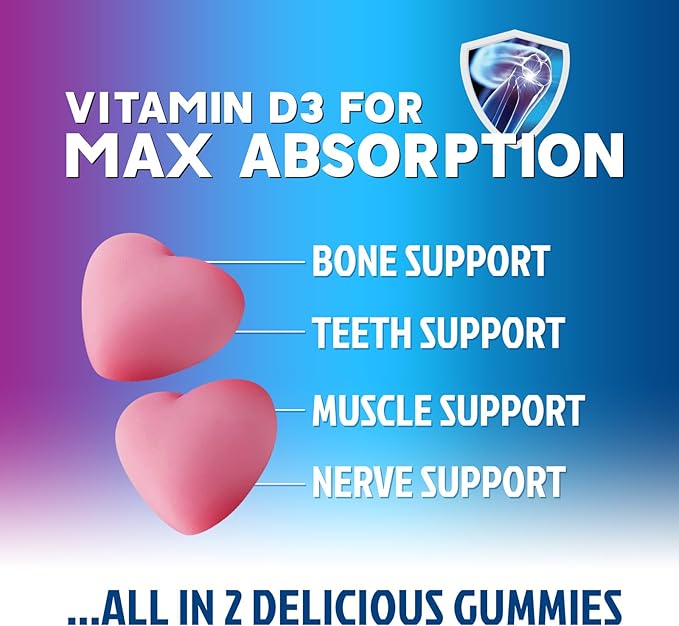 Calcium Supplement Gummies - Sugar Free Calcium Gummy with Vitamin D3 for Best Absorption - Supports Immune Health Bones &amp Teeth - Nature's Calcium Chews for Women &amp Men - Berry Flavor - 120