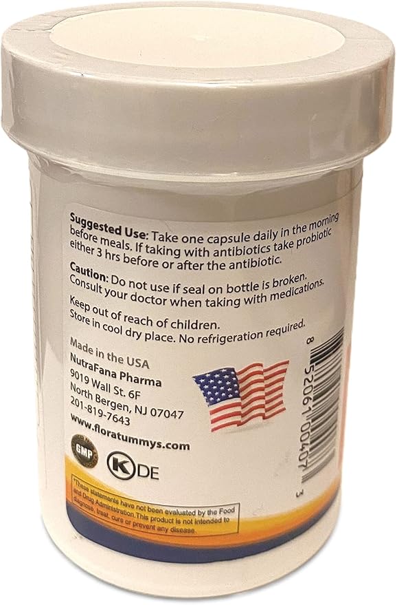FloraTummys 50 High Potency Adult Probiotic 50 Billion CFU Prebiotics Dairy Free Gluten Free Probiotic Non-GMO Sugar-Free Made in USA