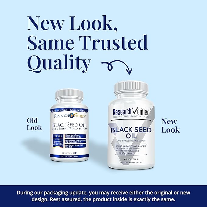 Research Verified Black Seed Oil - 180 Softgels - Boost Immunity Support Digestion Improve Respiratory Function - Cold-Pressed - 2% Thymoquinone (TQ)