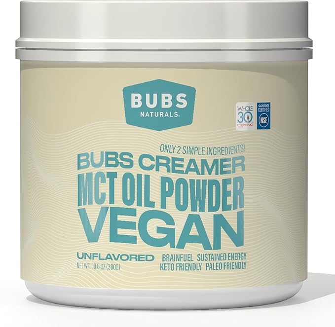 BUBS Naturals MCT Oil Powder - Premium MCT Oil &amp Keto Coffee Creamer - Vegan &amp Paleo Friendly - Healthy Coconut Fats + Low Carb - Dairy-Free Energy Source for Shakes Smoothies &amp Baking (1