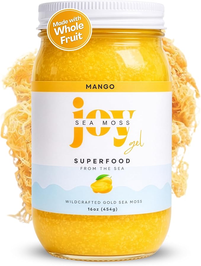 Wildcrafted Irish Sea Moss Gel 16 oz | Made in USA | Gold Seamoss Superfood | Rich in Vitamins &amp Minerals | Real Fruit | Nutritional Supplement | Mango