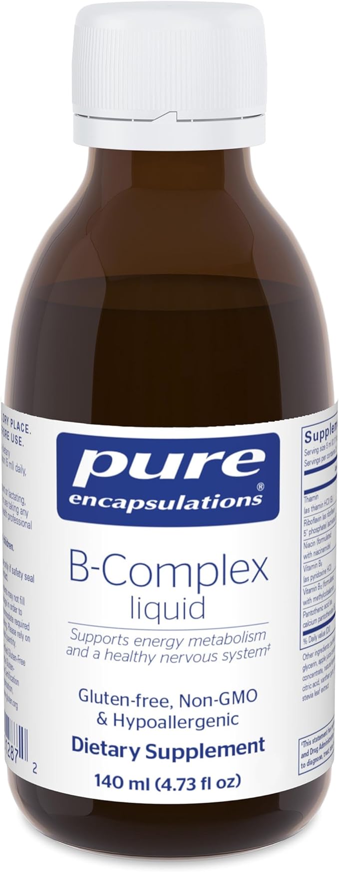 Pure Encapsulations B-Complex Liquid - Liquid Vitamin B Complex - for Nerve &amp Energy Metabolism* - Gluten Free &amp Vegetarian - 4.73 oz (140 mL)