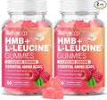 MEENCCD 2 Pack HMB and L-Leucine Gummies HMB and Leucine Amino Acid for Muscle Growth Muscle Maintenance and Muscle Function for Men &amp Women Sugar-Free Raspberry Flavor 120 Count
