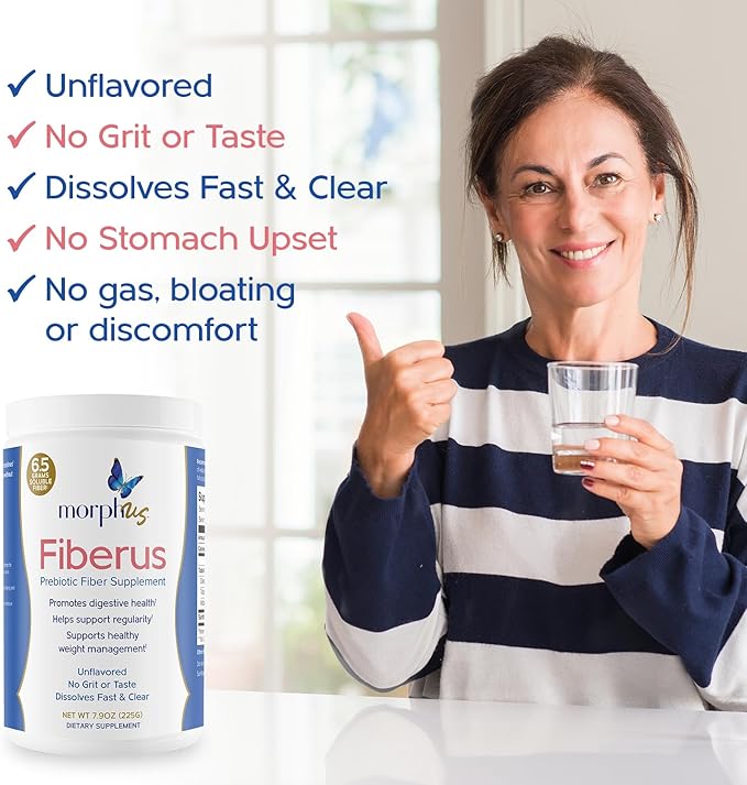 MORPHUS Fiberus Prebiotic Fiber Supplement Powder | Flavorless | Womens Gut Health Supplement | Helps Improve Regularity | Menopause Supplements for Women | Mitigates Gas &amp Bloating | Includes Sco