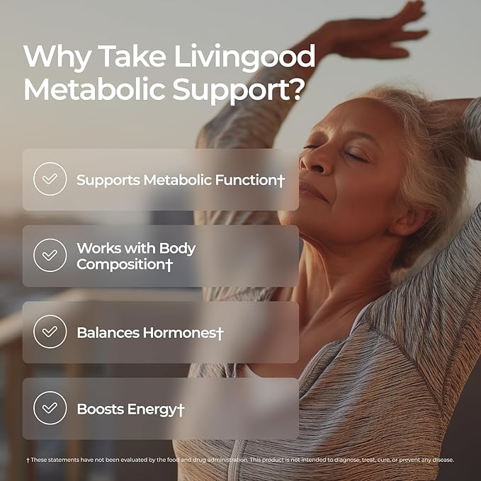 Livingood Daily Metabolism Booster for Women &amp Men Metabolic Support (120 Vegetarian Capsules) - Metabolism Boost Supplement Supports Digestive &amp Heart Health - Non-GMO Gluten-Free &amp Ve