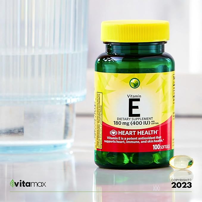 Spring Valley Vitamin E Heart Health Dietary Supplement Softgels 180 mg (400 IU) 200 Count 2-Pack + Exclusive VitaMax Vitamin Guide (3 Items)