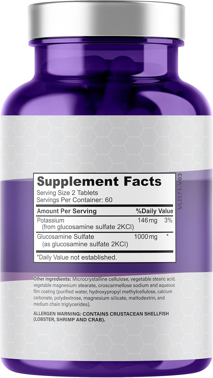 PLANT.O NUTRITION Glucosamine Sulfate with Potassium | Strong Joint Support Supplement | Supports Cartilage and Connective Tissues | Aids Knee and Bone Structure | 120 Tablets