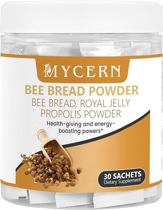 Bee Bread Powder–Superfood Smoothie Additive with Bee Bread Propolis &amp Royal Jelly–Immune Support Supplement with Antioxidants &amp Energy Nutrients–30 Sachets–Gluten Free–Made in Latvia