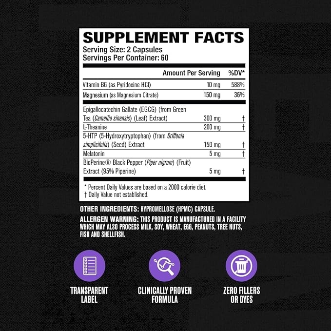 Jacked Factory Lean PM Night Time Fat Burner Sleep Aid Supplement &amp Appetite Suppressant for Men and Women - 180 Stimulant-Free Veggie Weight Loss Diet Pills