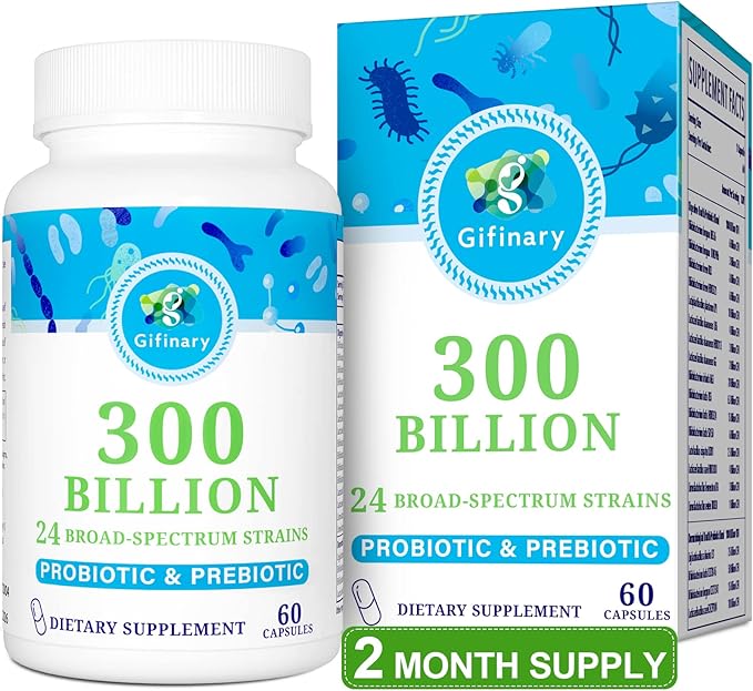 Probiotics for Women &amp Men - 300 Billion CFU 24 Strains Probiotics + 15 Organic Herbs Prebiotics for Digestive Gut Health Immune Constipation Diarrhea &amp Whole-Body Health - 2 Months Suppl