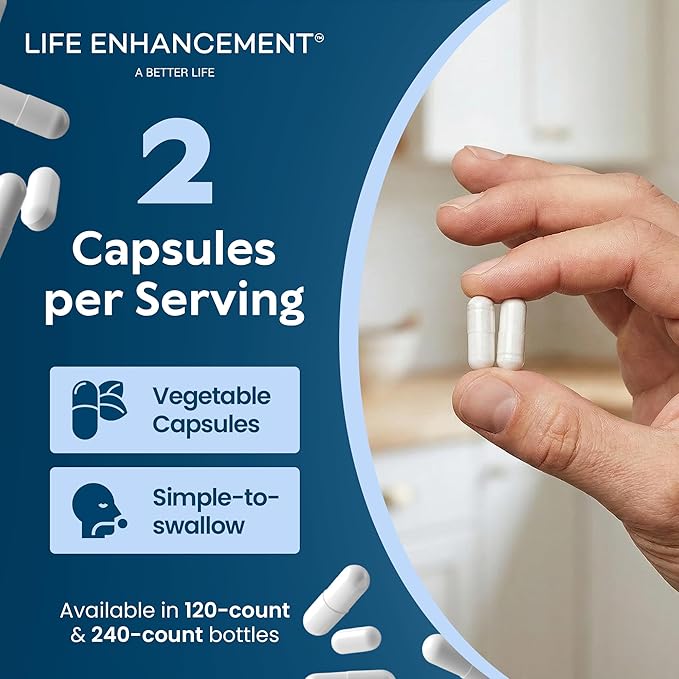 Life Enhancement High Potency 1020 mg Potassium Supplement for Muscle Brain &amp Bone Health - No Additives High Absorption Elemental Potassium Supplement Made in USA (240 Capsules – 120 Servings)