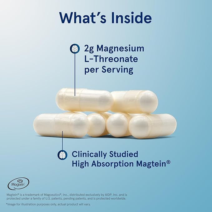 Jarrow Formulas Magnesium L-Threonate MagMind Magtein Magnesium Supplement Brain Supplements for Memory Support 90 Veggie Capsules Up to a 30 Day Supply