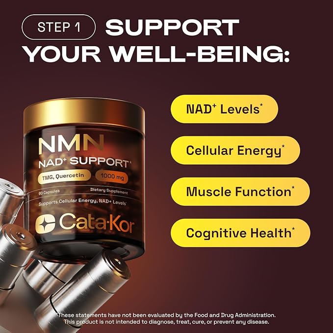 NMN Supplement 1000mg &amp Calcium AKG Complex - NAD+ Supporing Supplement with TMG Quercetin &amp MSM Hyaluronic Acid &amp Biotin Collagen Support Beauty Complex