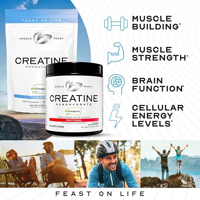 Muscle Feast Creatine + Isolate Bundle: 1 Creatine Powder (Unflavored 300g) + 1 Whey Protein Isolate (Vanilla 5lb) | Premium Supplements Vegetarian Gluten Free