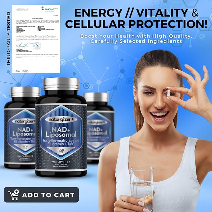 Liposomal NAD+ Supplement with Resveratrol TMG &amp Vitamin B3 | 4-in-1 Healthy Aging &amp Cellular Energy Support | High Absorption NAD Plus for Men &amp Women Over 40 | 120 Capsules